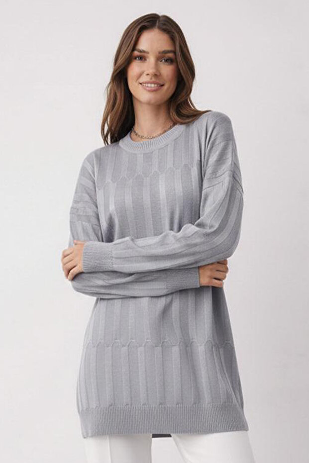 تونيك منقوش N3174 رمادي - 2