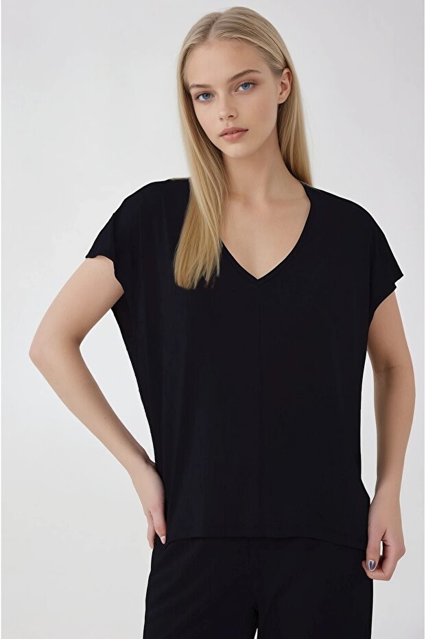 V-neck long back blouse - 1