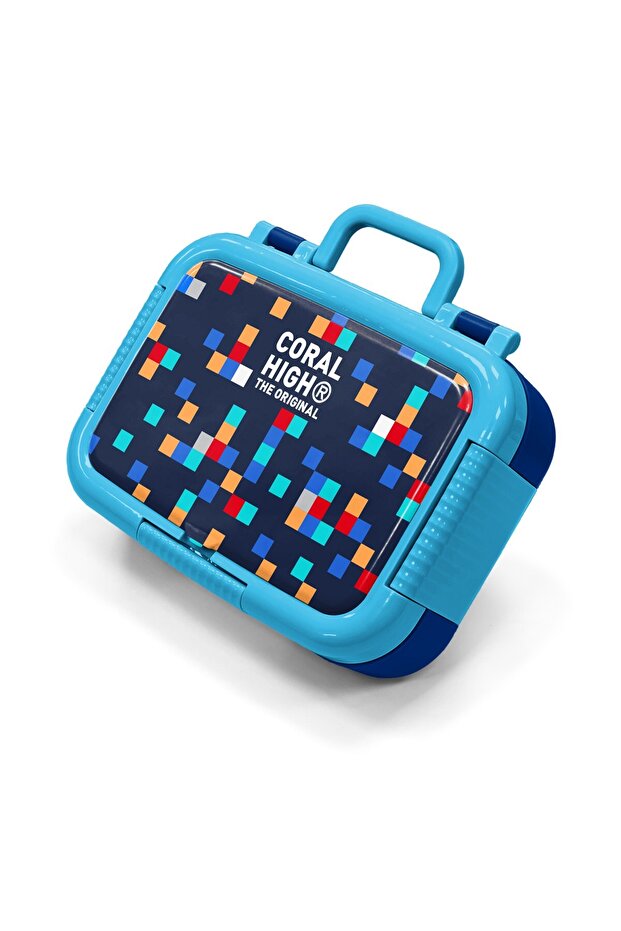 Kids Navy Blue Geometric Patterned Stainless Steel Lunch Box 39135