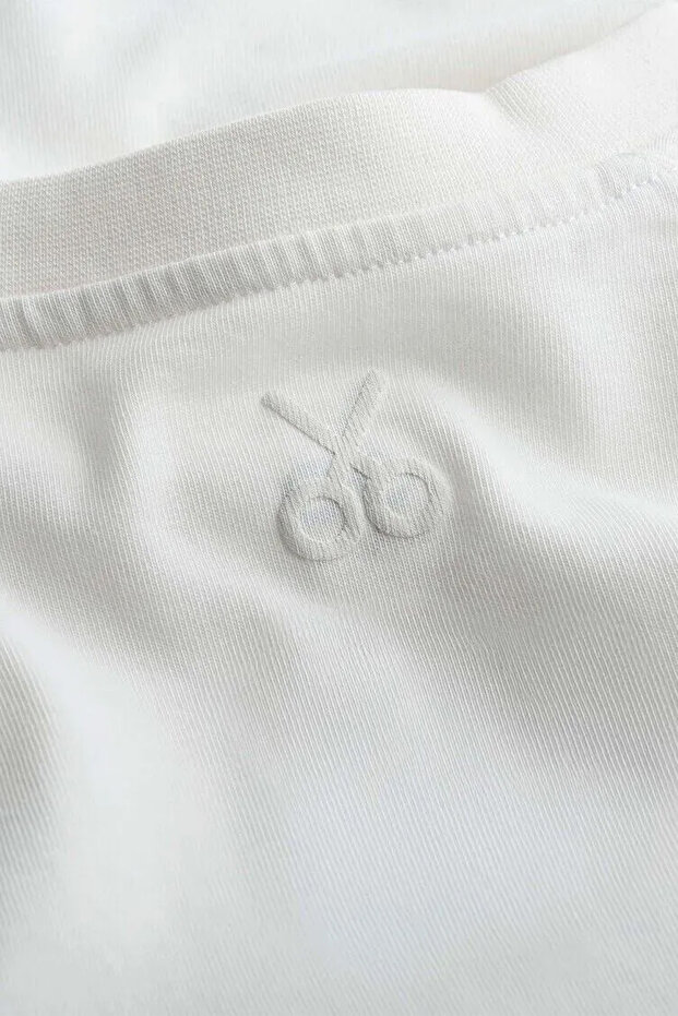 Kadın Urban Cut Crop Basic T-Shirt - Off White - 7