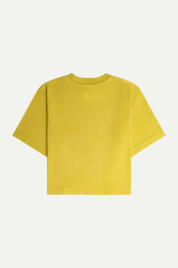 Kadın Flat Cut Crop Basic T-Shirt - Moss - 2