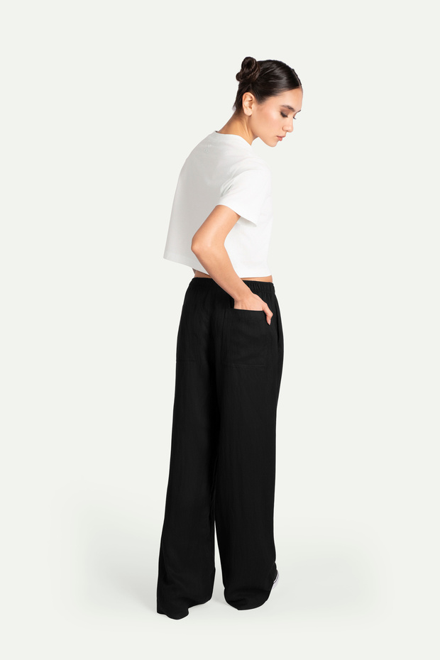 Kadın Flat Cut Crop Basic T-Shirt - Off White - 5
