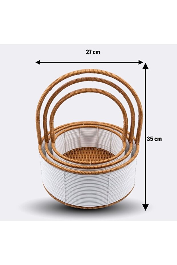 3 سلال بلاستيكية متداخلة من الروطان، منظم متعدد الأغراض - 5
