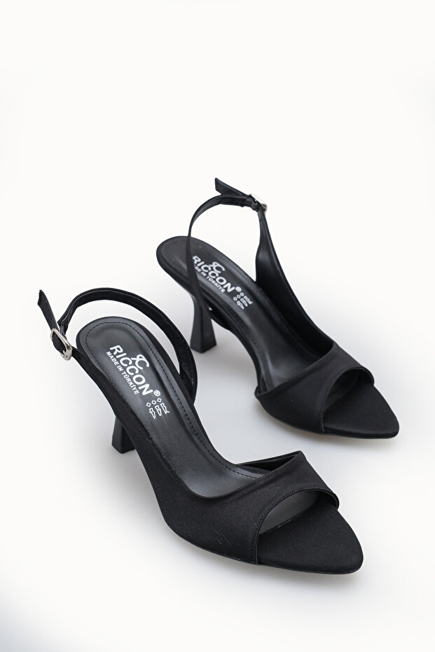 Celeste Serena Women's Open Back Thin Heeled Shoes 00121914 Black Nubuck