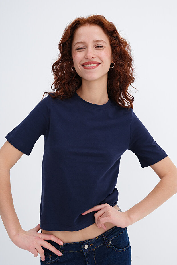 Bisiklet Yaka Basic T-shirt P1903 - 2