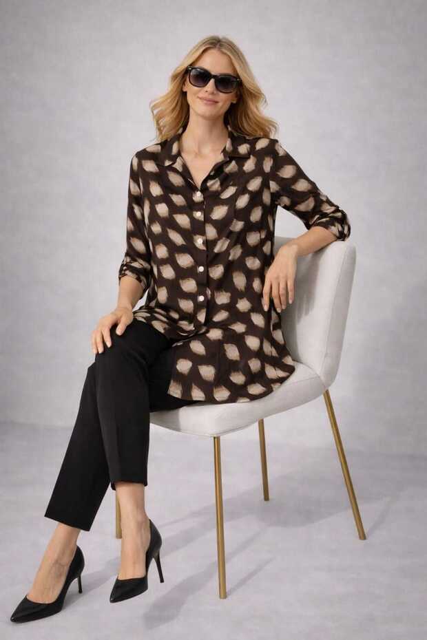 Battal Tunic, Viscose Tunic, Patterned Viscose Tunic - 2