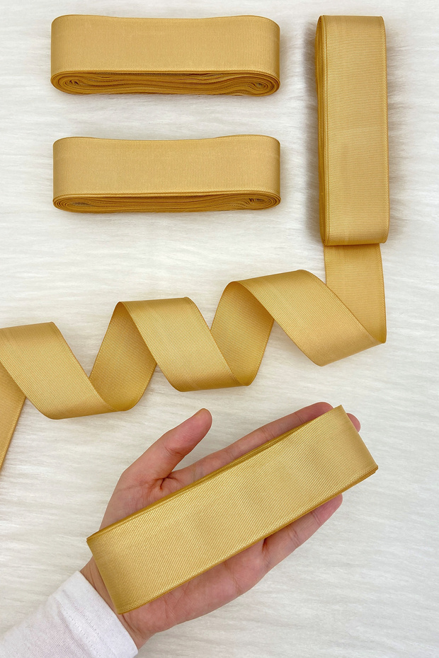 Gold Grogren Ribbon 4 cm 10 Mt, Bohça Dowry Wedding Engagement Birthday Gift Packaging Decoration