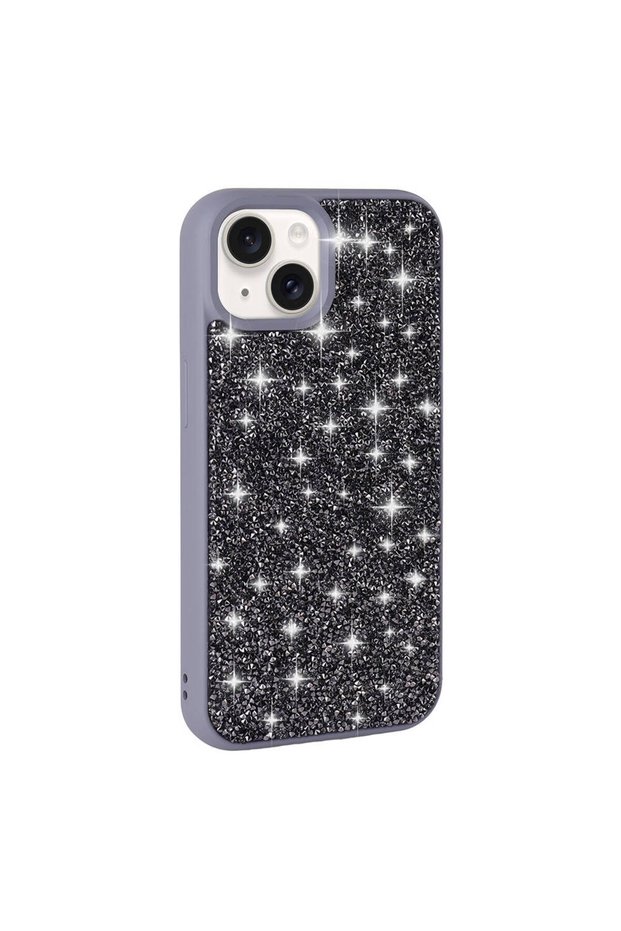 iPhone 15 Compatible Shiny Stone Design Diamond Bsay Case-Grey
