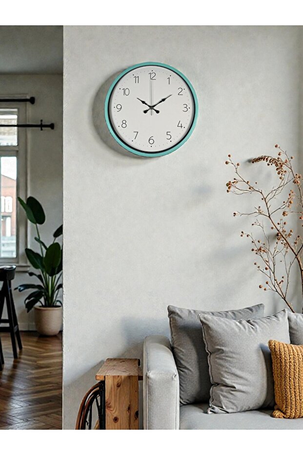 ساعة حائط قياسية باللون الفيروزي مقاس 36 سم - 1