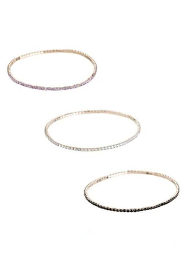 Set de brățări elastice aurii cu strasuri, 3 buc. - 1