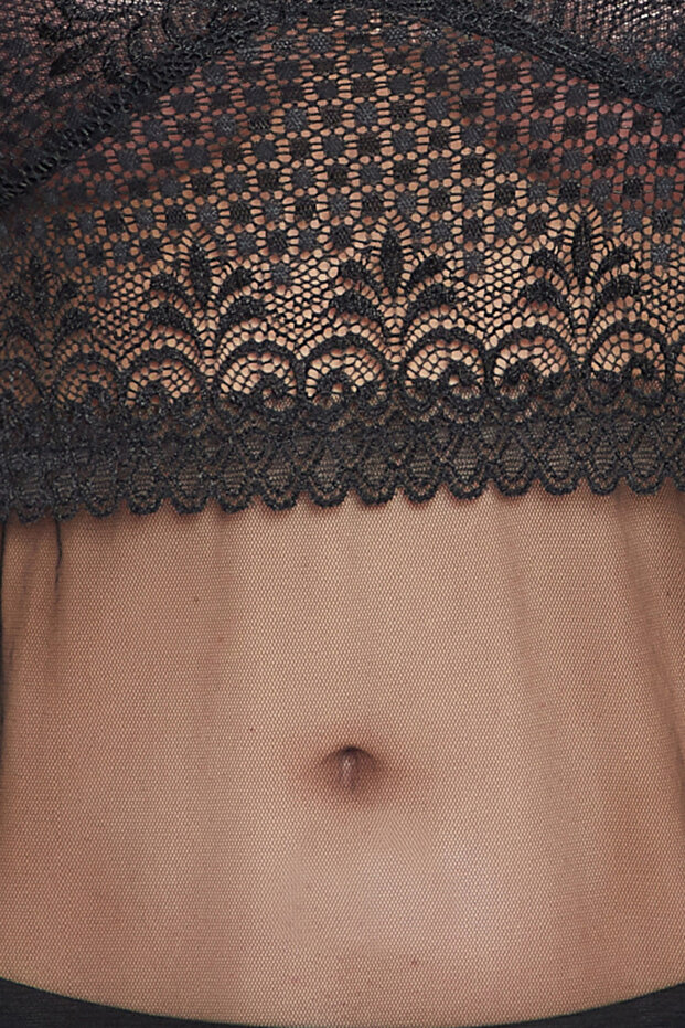 Chic Basic Sheer Babydoll in Black with Matching G-String - Lace - 6