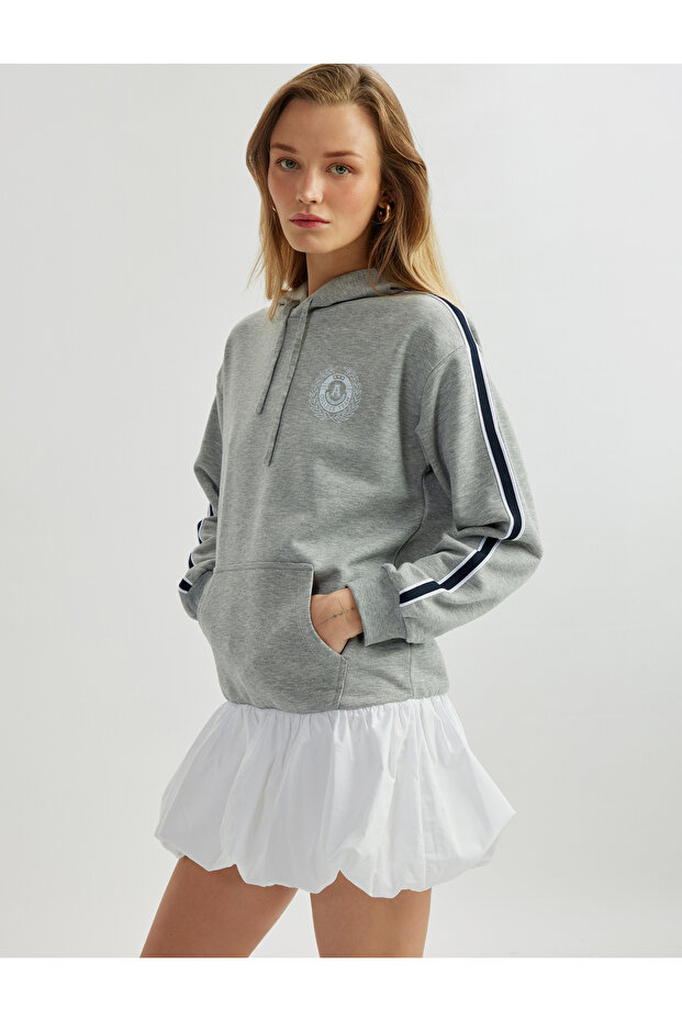 Women'S Grey Hooded Sweat Dress