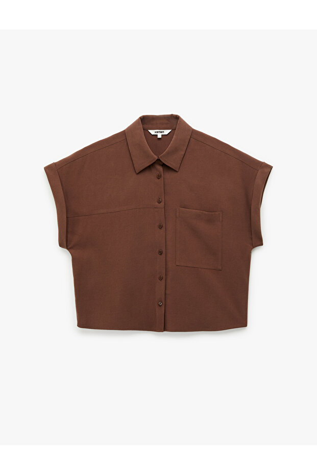 Women'S Brown Pocket Detail Shirt