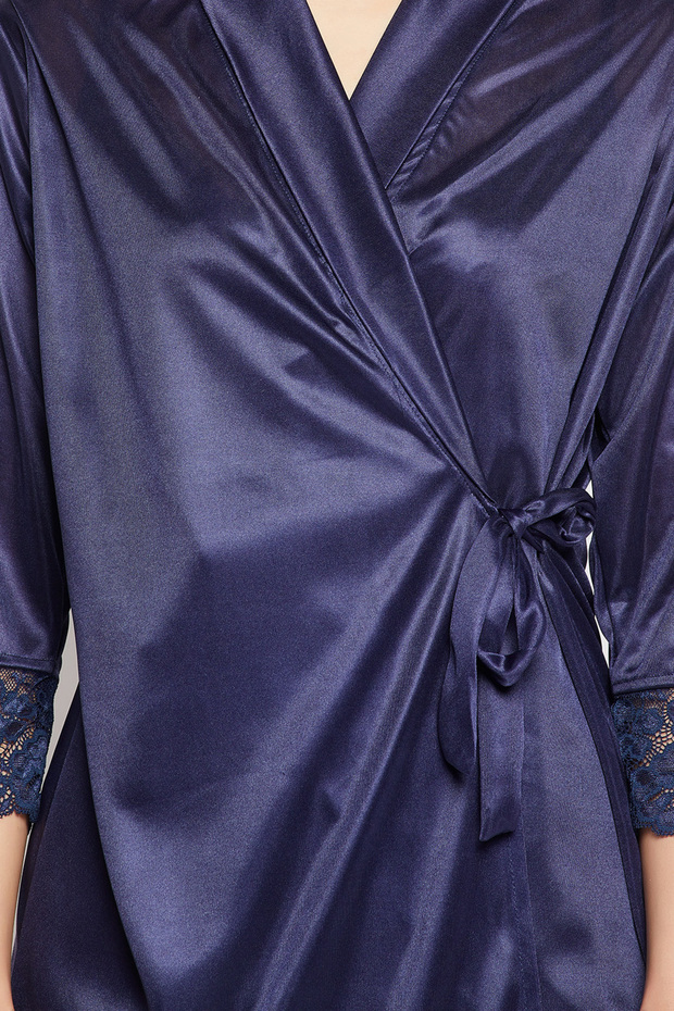 طقم بيبي دول وروب أنيق باللون الكحلي - ساتان - 6