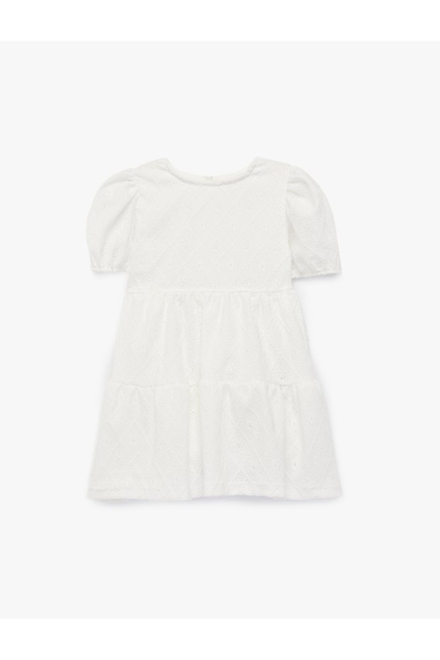 Baby Girl'S Ecru Balloon Sleeve Dress