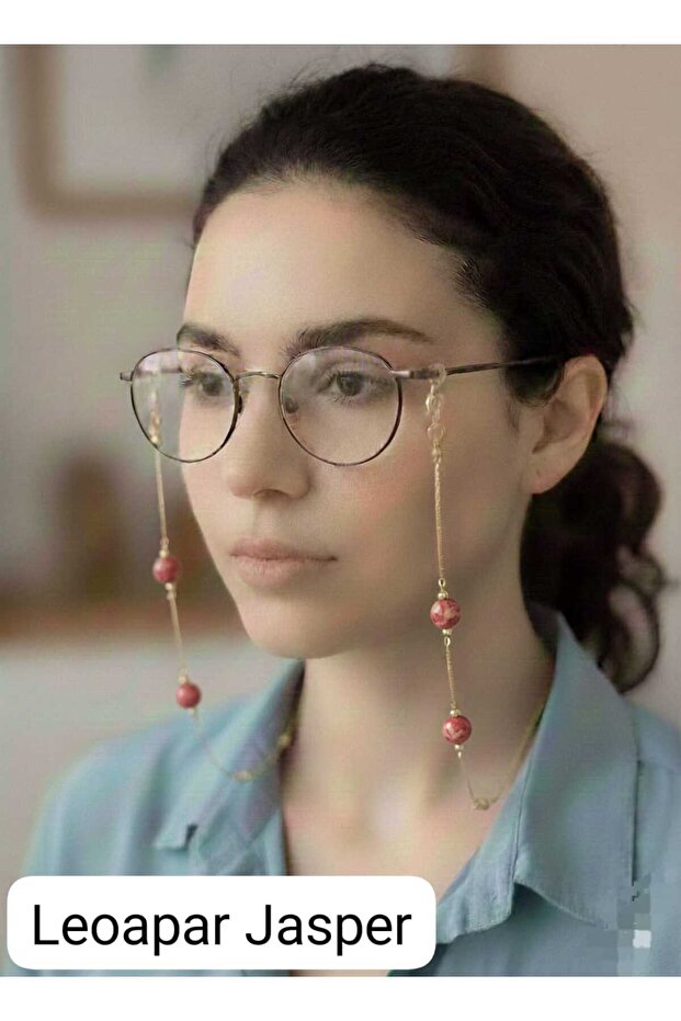 سلسلة نظارات فاخرة من حجر الجاسبر الطبيعي بتصميم الفهد