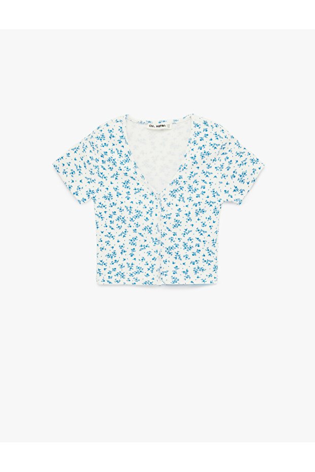 Women'S White Design Crop T-Shirt