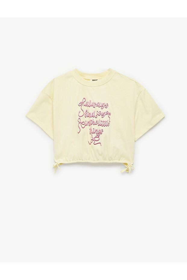 Girl'S Yellow Printed Cotton T-Shirt