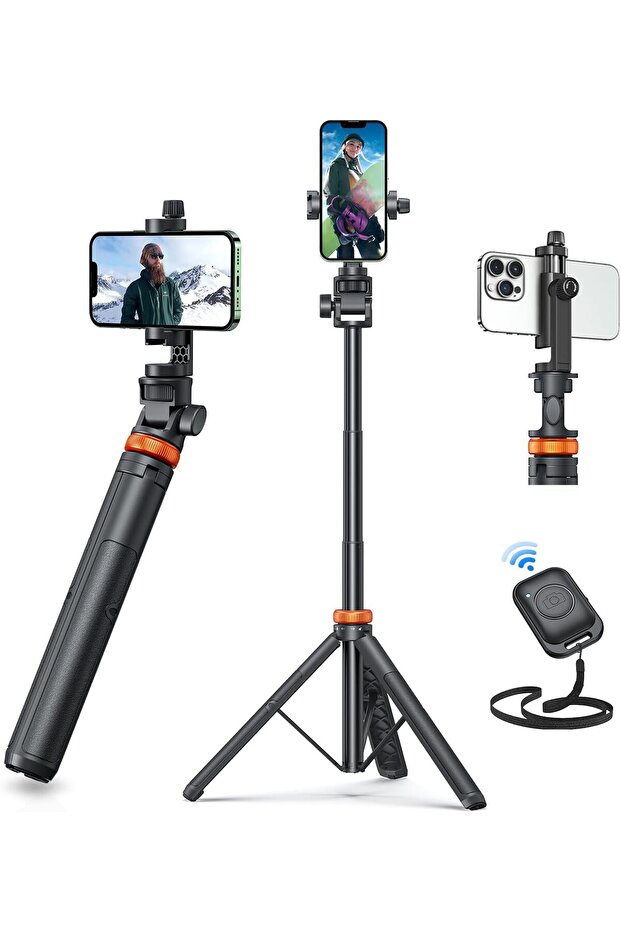 EUCOS 62" Phone Tripod & Selfie Stick with Remote, Extendable Cell Phone Stand for iPhone/Android