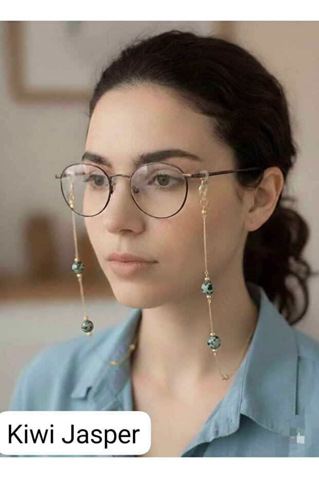 سلسلة نظارات فاخرة من حجر الجاسبر الطبيعي من كيوي