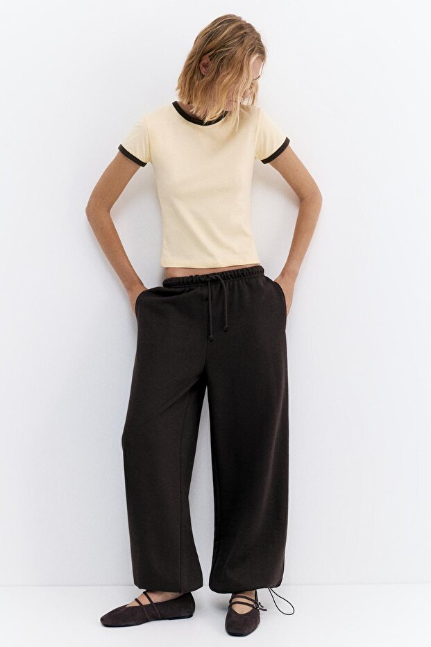 Ayarlanabilir paçalı geniş paça eşofman altı - 2