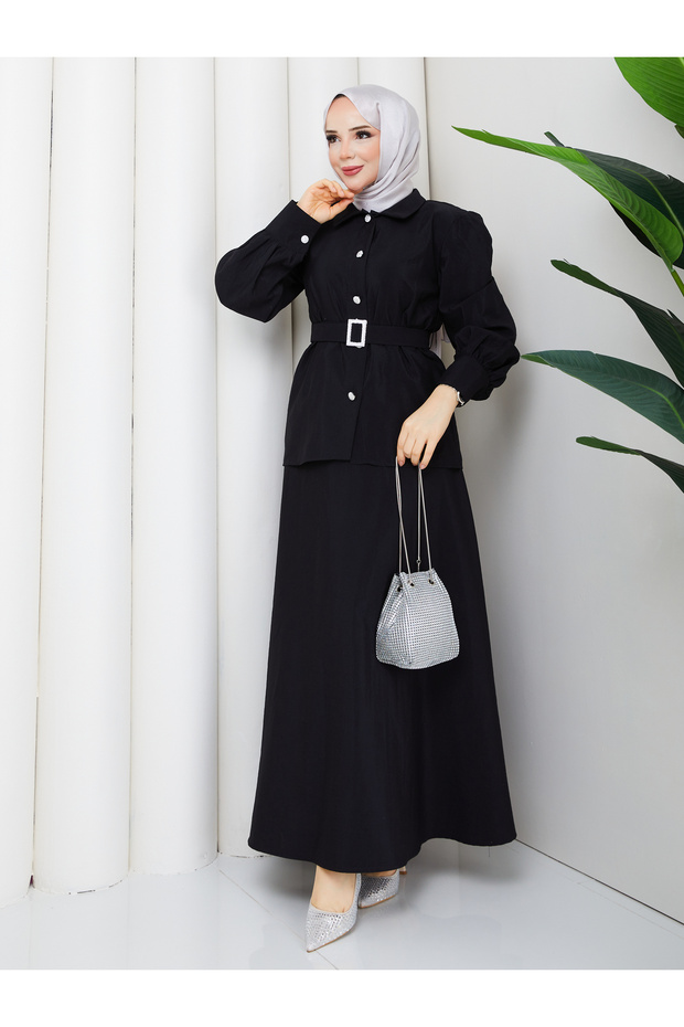 Balloon Sleeve Shirt & Skirt Islamic Clothing Set Rc9021