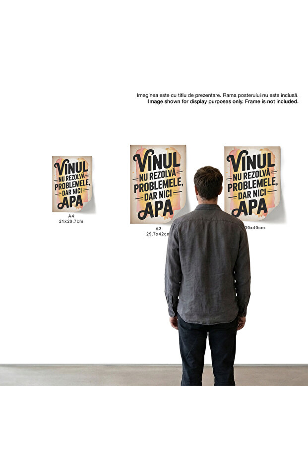 Poster with comic message for the kitchen, Wine Doesn't Solve Problems, Unframed - 3