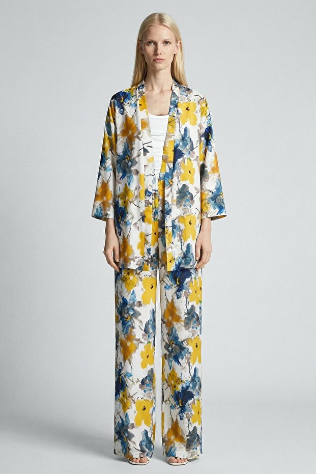 121 Patterned Kimono Set Yellow - 1