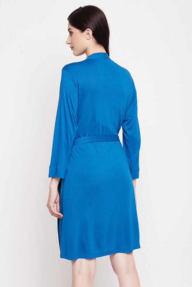 Chic Basic Robe in Cobalt Blue - Viscose - 4