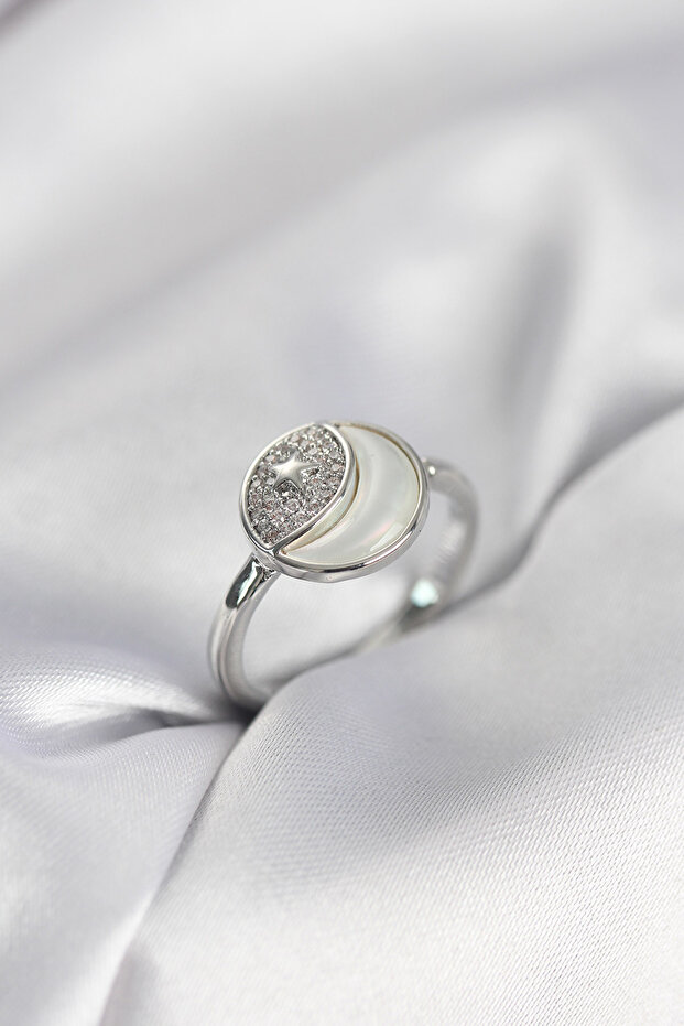 Moon Star Model Silver Rk Zircon Stone Women's Ring