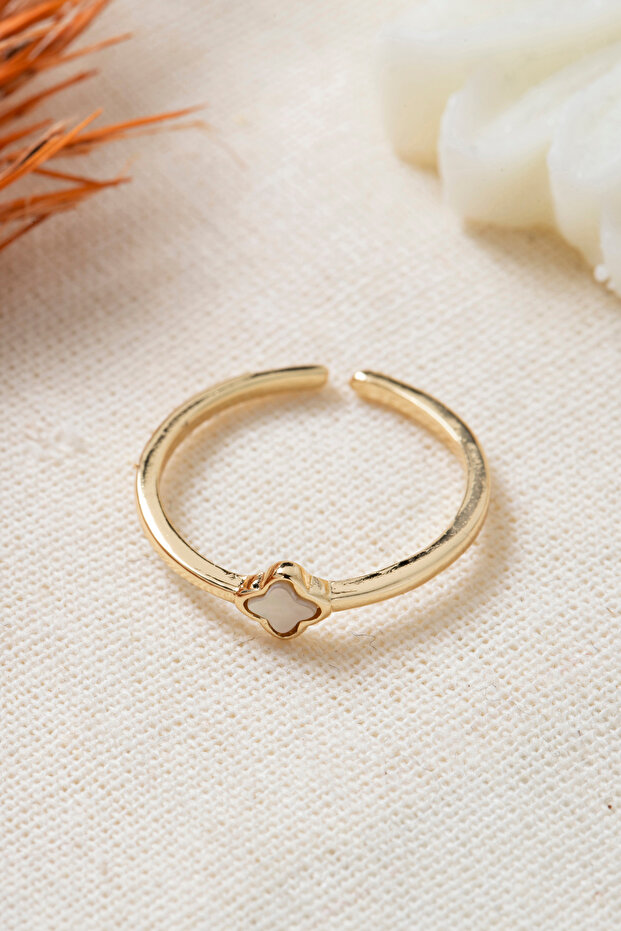 Yonca Model Adjustable Minimal Gold Ring - 4