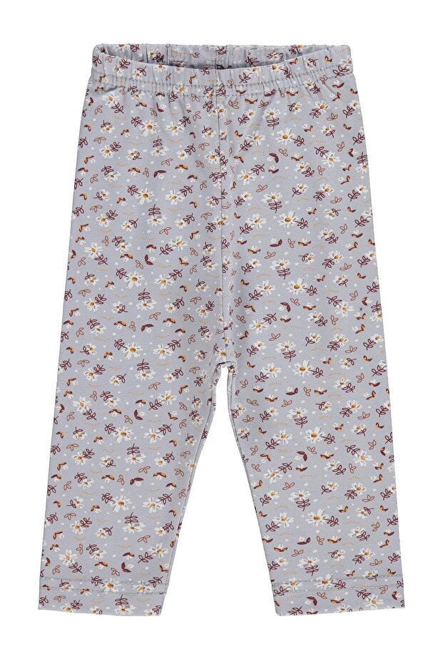 Floral Butterfly Printed Leggings for 6-18 Months - Gray 6-9 Months