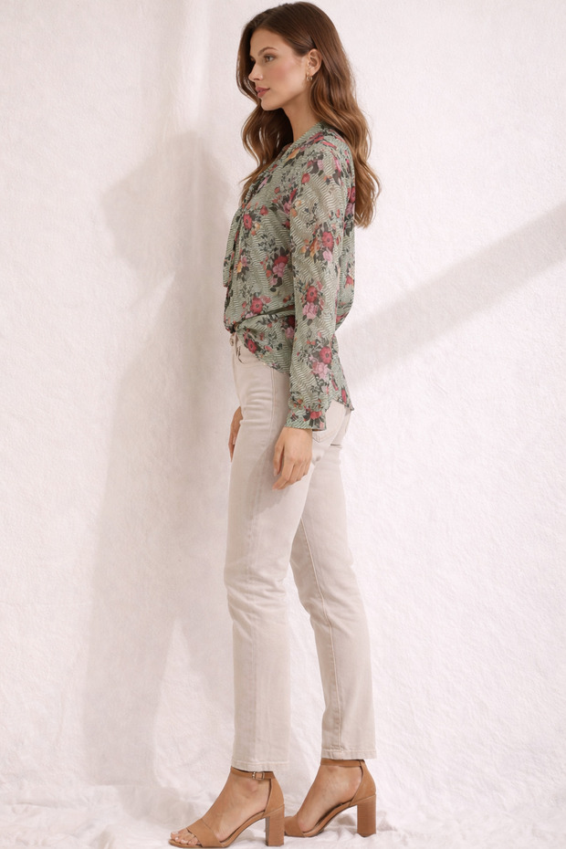 Çiçek Desenli Bluz - 3