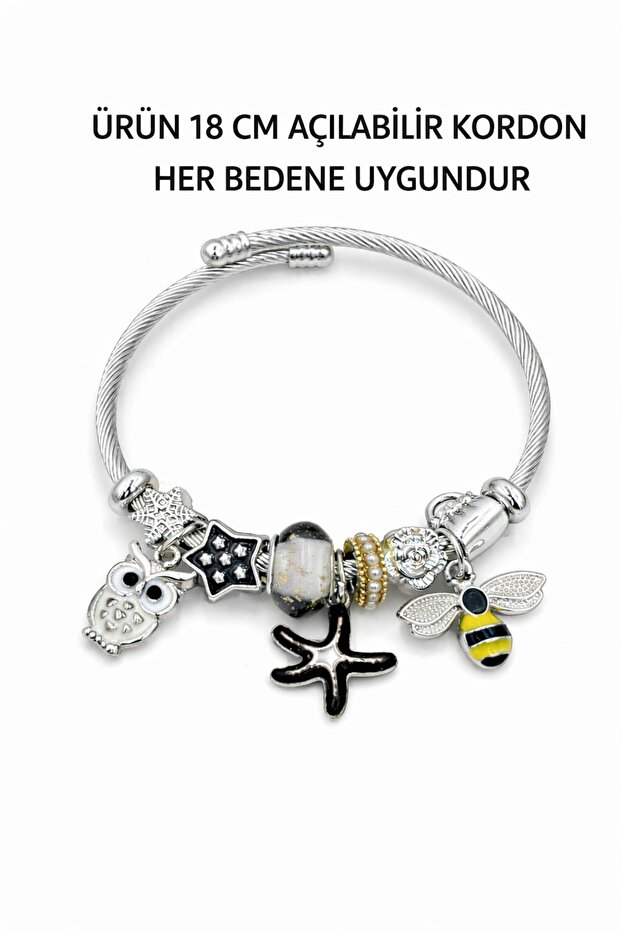 Charmlı Çelik Bileklik - 3