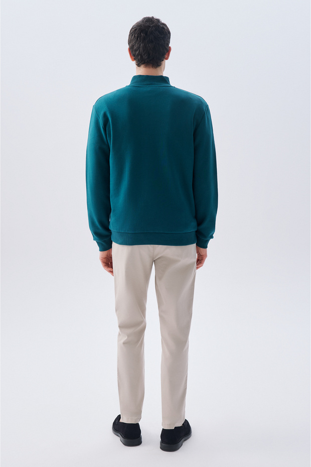 FERMUARLI DİK YAKA SWEATSHIRT - 2