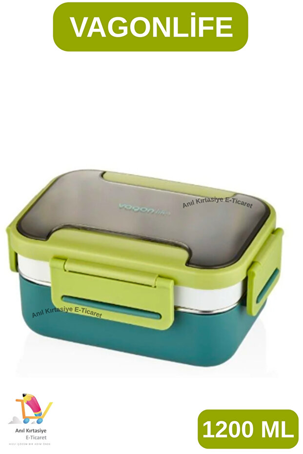 1200 ml 3 Compartment Stainless Steel Lunchbox - 3 Colors