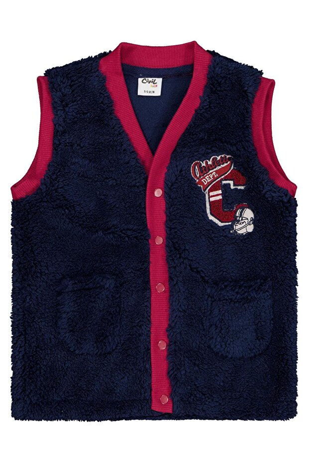C Embroidered 6-18 Months Vest - Navy Blue 18-24 Months
