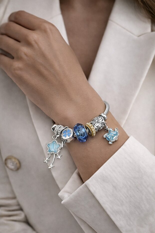 Charmlı Çelik Bileklik - 1