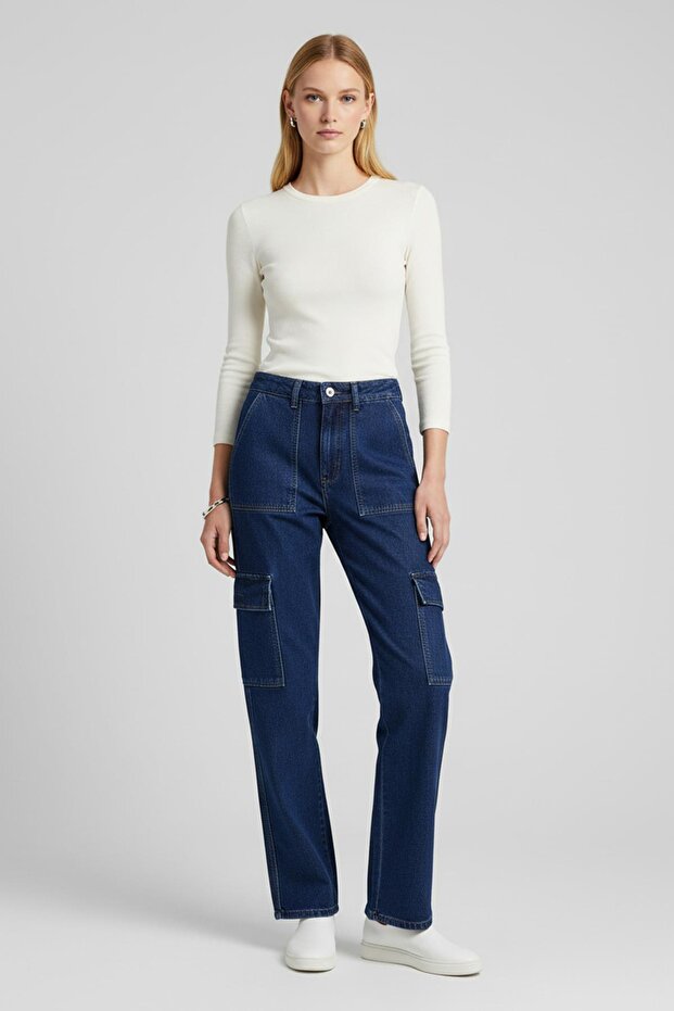 580 كارجو جينز بجيب أزرق - 1