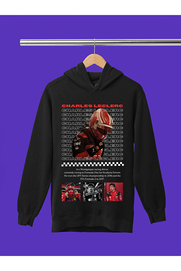 Charles Leclerc Printed 3-Yarn Quality Soft Texture Hooded F1 Children's Sweatshirt