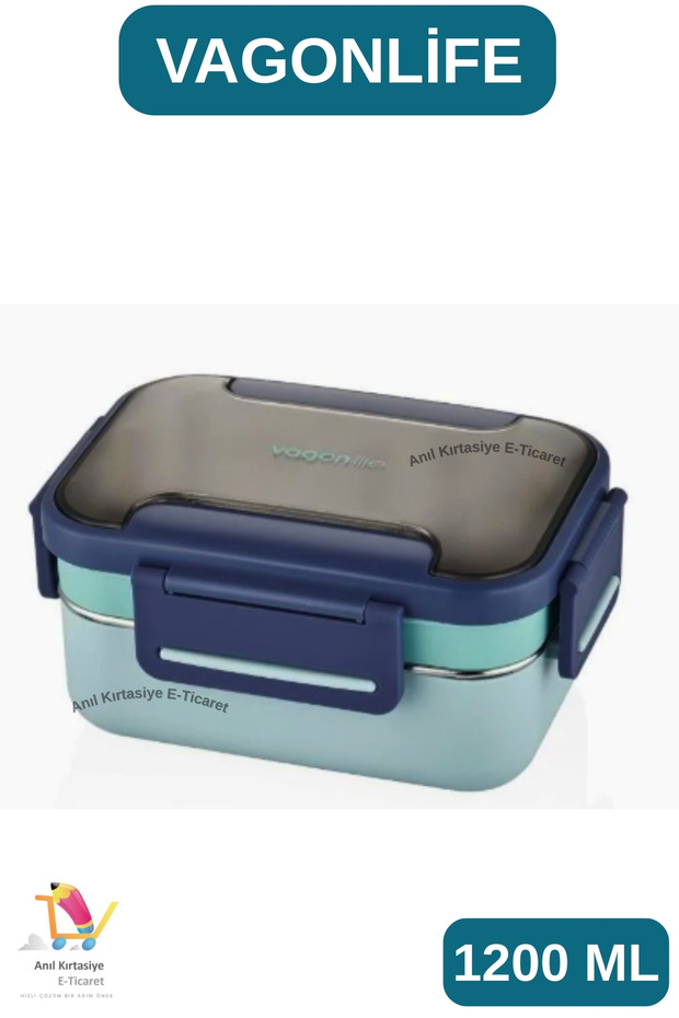 1200 ml 3 Compartment Stainless Steel Lunchbox - 3 Colors
