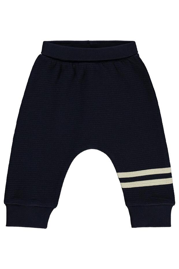Stripe Printed 6-18 Months Sweatpants - Navy Blue 9-12 Months
