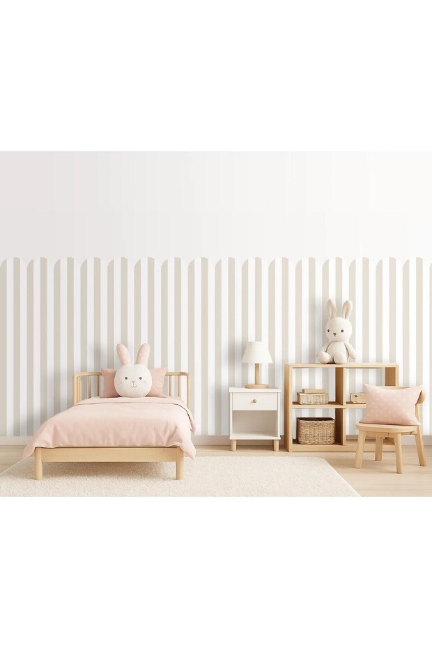 (Pp-70) Arched Striped Half Wall Sticker – Self-Adhesive Wall Decoration for Baby & Kids Room