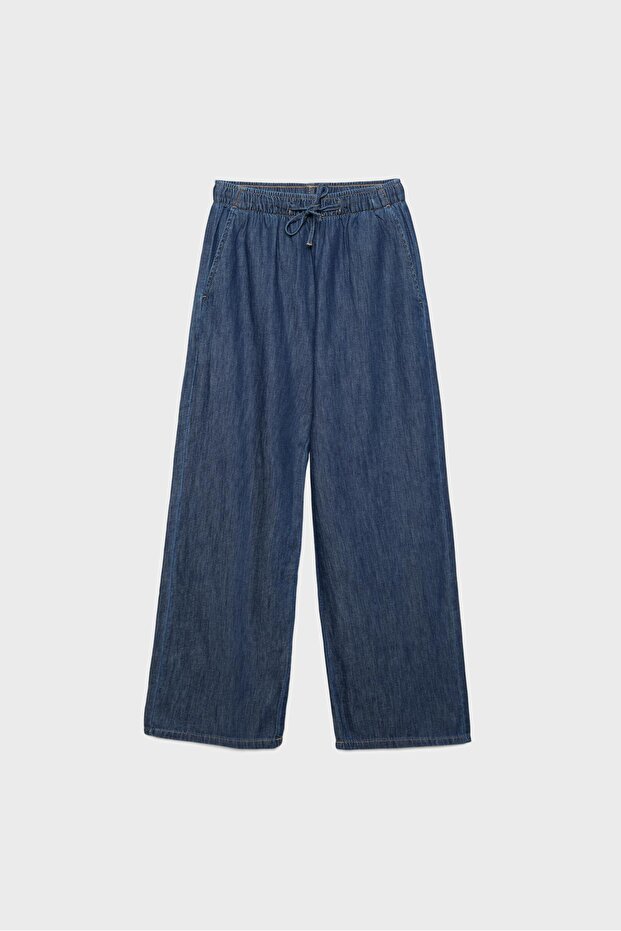 Flowy denim drawstring trousers - 5