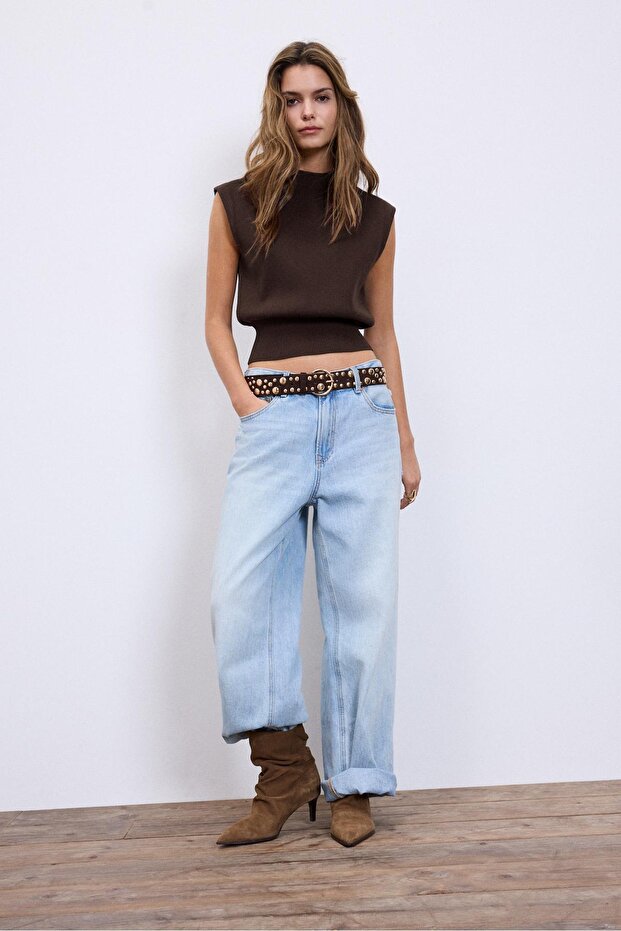 Bisiklet yaka triko top - 2