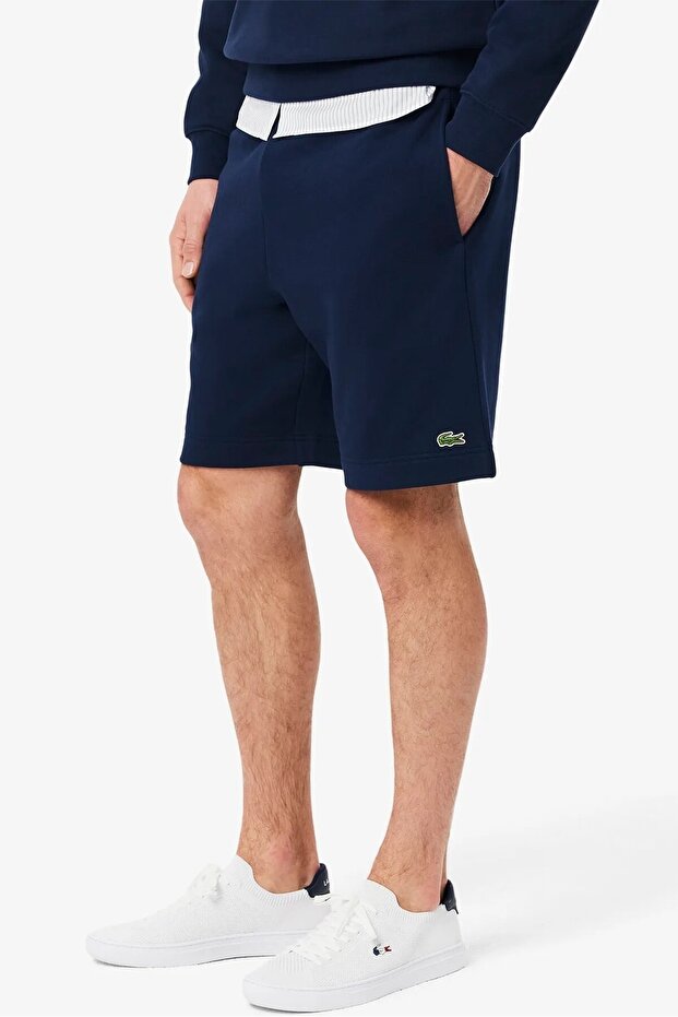Mens Regular Fit Logo Cotton Shorts Men's Cotton Shorts Navy Blue