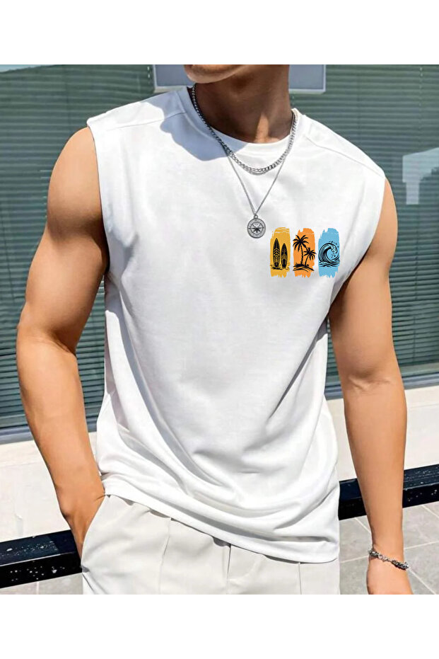 Surfing Printed Men's Zero Sleeve Clothing Sportswear Oversize T-Shirt