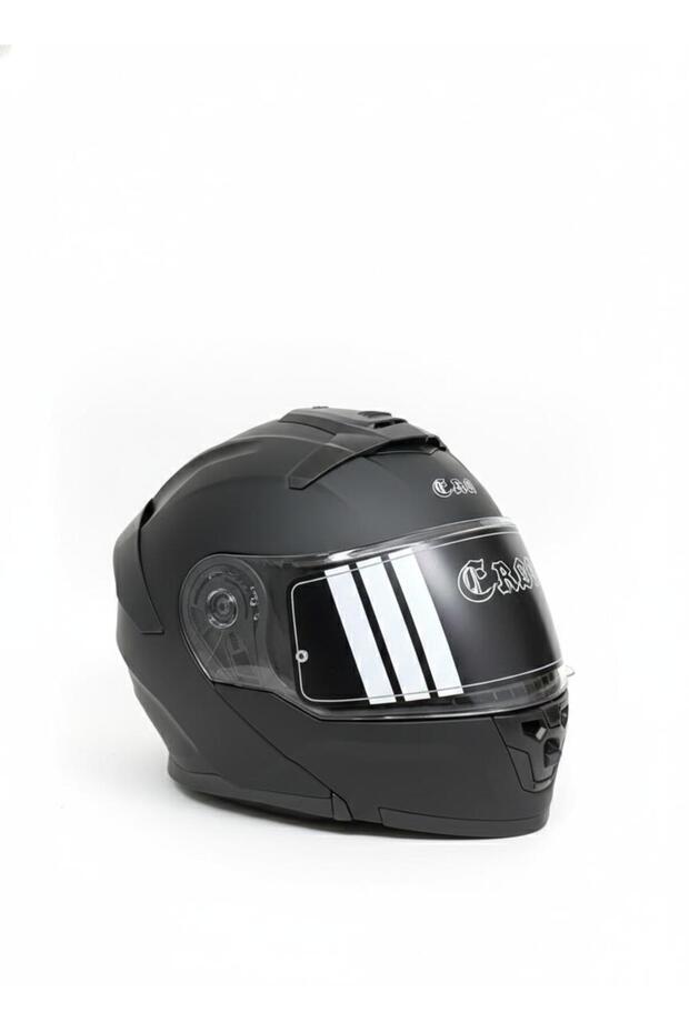 Casque Çene Açılır Mat Siyah Kask Vizörlü (ECE BELGELİ)