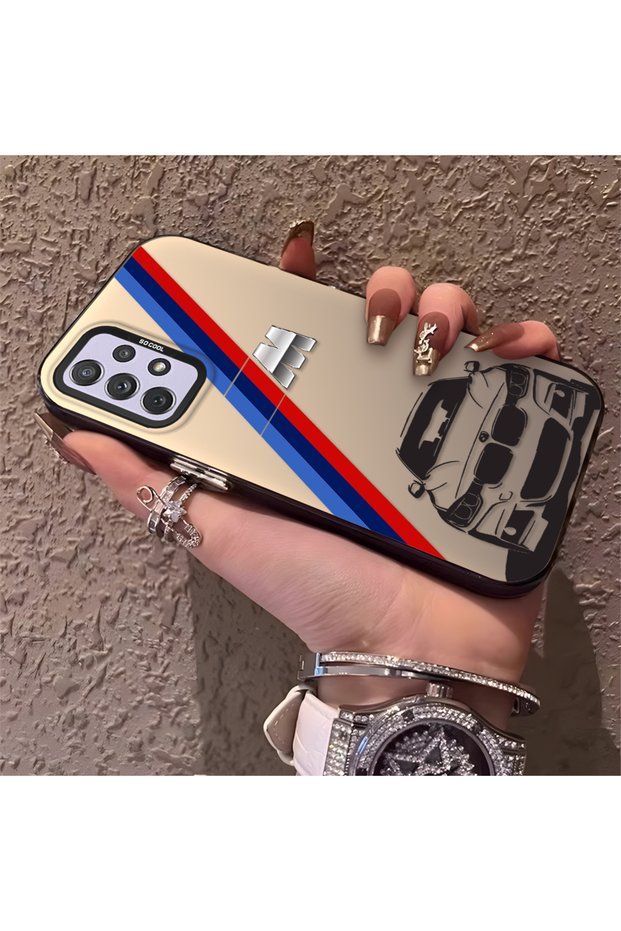 Samsung Galaxy A72 Compatible Silicone Bmw Patterned Edge Hard Back Anti-Fall Phone Case