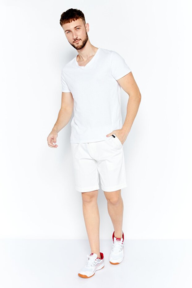 شورت رجالي سادة، أبيض - 4